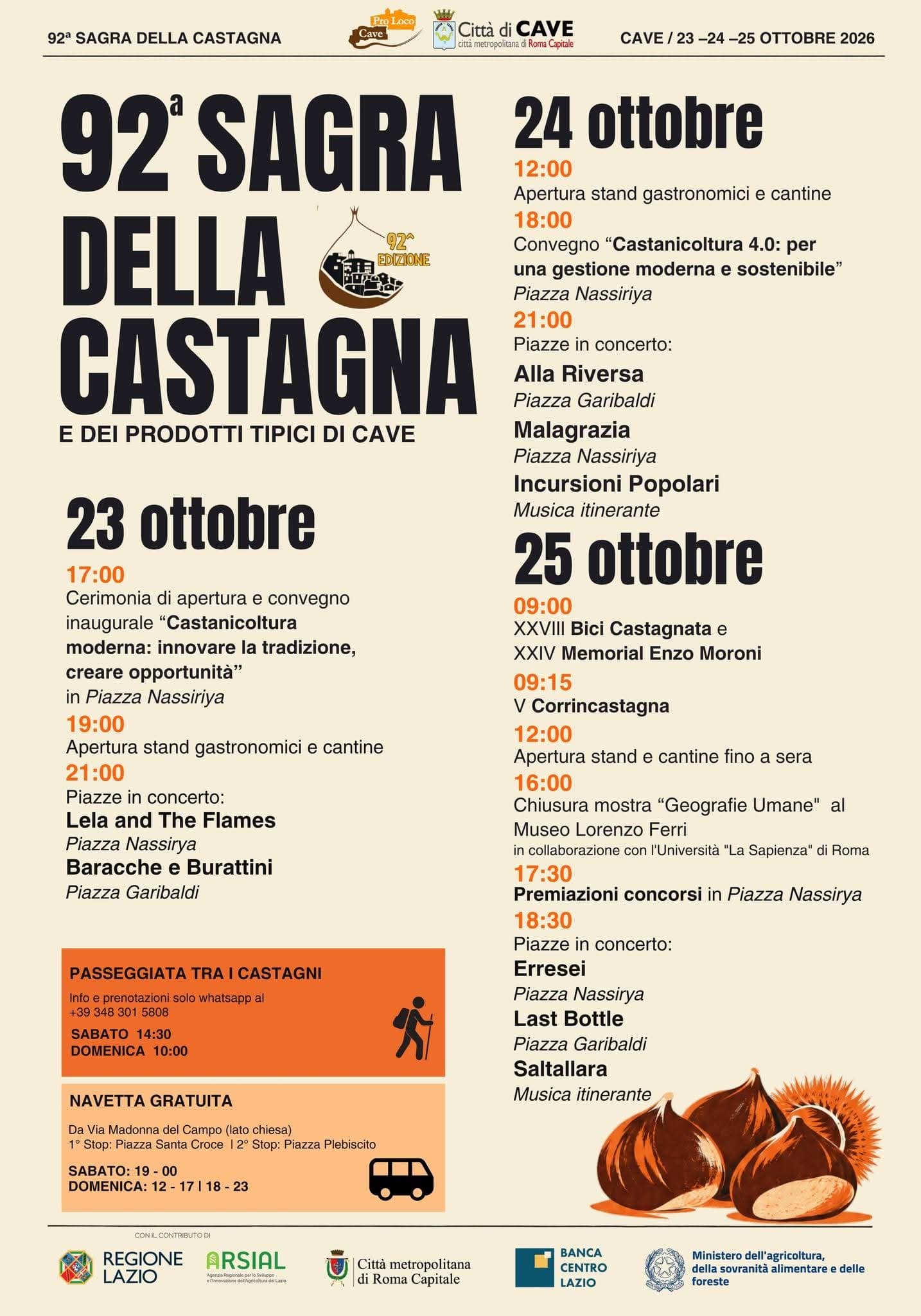 Sagra: Sagra della castagna di Cave, Cave
